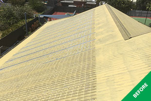 Cheltenham- Colorbond roof painting - Caulfield Green Acratex - before - 3