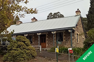 Gumeracha - Tin roof restoration - Monument Dulux Acratex -delaminated Slate Grey 1