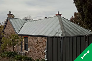 Gumeracha - Tin roof restoration - Monument Dulux Acratex -delaminated Slate Grey 2