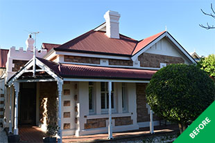 Norwood- Colorbond roof restoration - Heritage Red -before 1