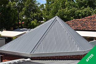 St Peters - Metal roof painting - Basalt Dulux Acratex -painted 3
