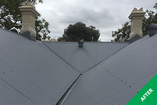 St Peters -Painting corrugated iron  - Mid Grey Dulux Acratex -painted 3