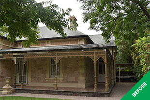 St Peters - Painting corrugated iron  - before 2