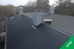 St Peters - metal roof restoration - Monument Dulux Acratex -painted 3