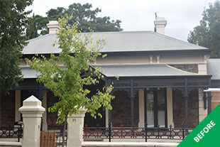 St Peters - metal roof restoration - Slate Grey -before 1